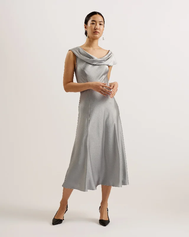 Find your perfect fit with stylish women’s clothing Sirinna Draped Neck Bias Cut Midi Dress Lt-Grey Find your perfect fit with stylish women’s clothing Sirinna Draped Neck Bias Cut Midi Dress Lt-Grey