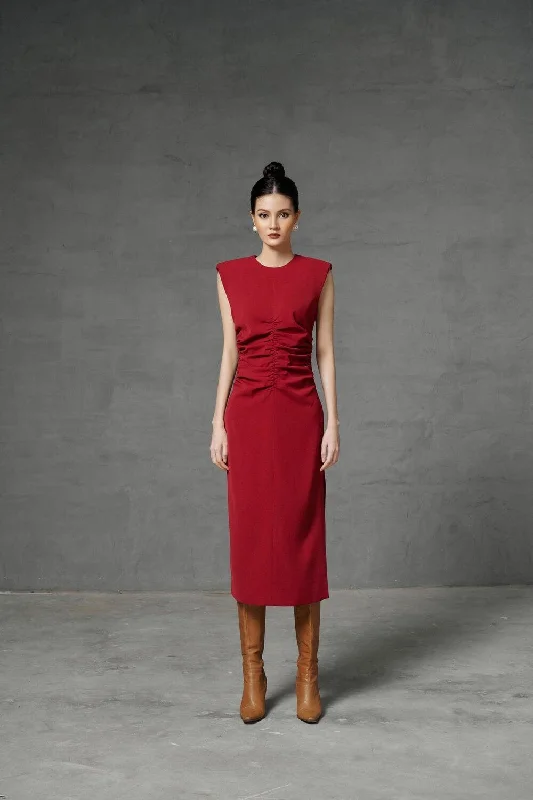 Cozy women’s clothing for the colder months Berlinda Sheath Round Neck Twill Midi Dress Cozy women’s clothing for the colder months Berlinda Sheath Round Neck Twill Midi Dress