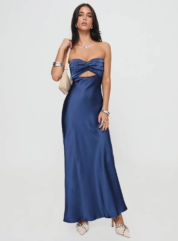 Women’s fashion that reflects your personality   Faviola Strapless Maxi Dress Blue