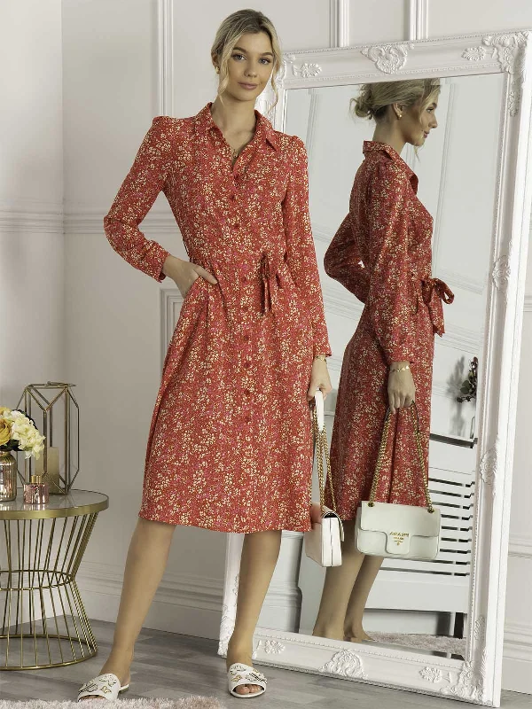 Clothing that’s as bold as you are   Jolie Moi Qiya Shirt Midi Dress, Red Animal