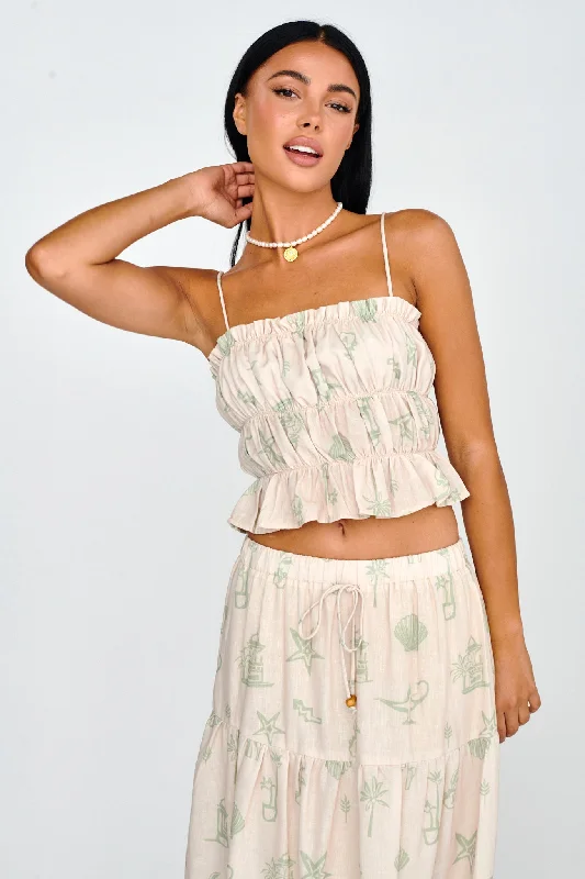 Fashionable, yet affordable women’s apparel   South Bay Ruched Cami Top Print Sage