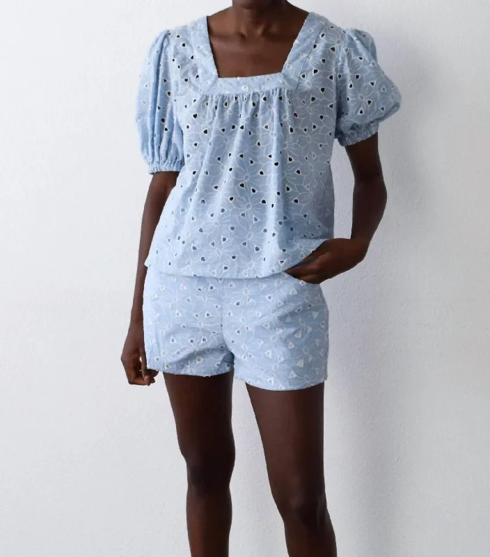 Refresh your wardrobe with stylish women’s outfits   Amy Shorts In Blue Eyelet