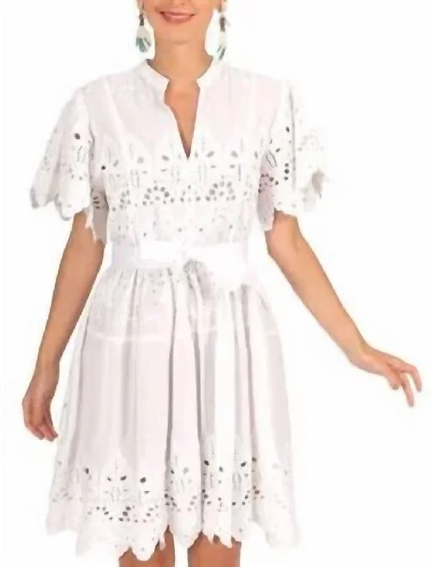 Summer-ready fashion for stylish women   Heavily Embroidered Cotton Magnifico Dress In White