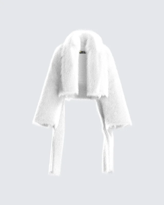 Chic for every occasion and style   Hollis White Vegan Fur Coat
