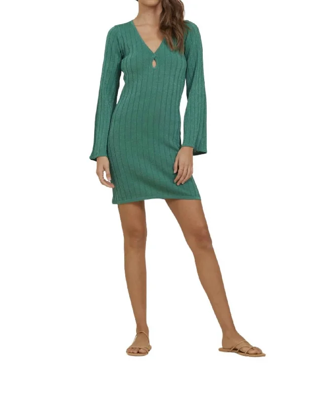 Sleek and sophisticated fashion for modern women   Kelly Rib Metallic Dress In Green