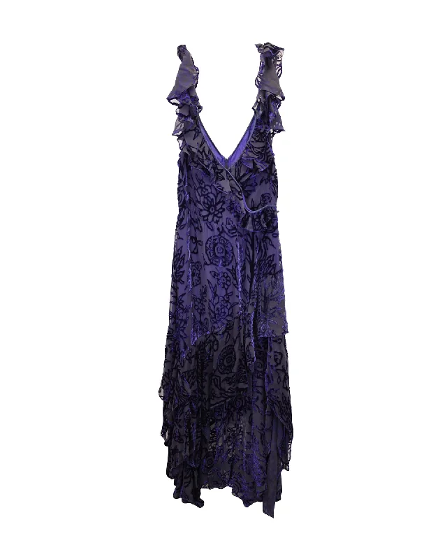 Effortlessly chic fashion for today’s woman   Peter Pilotto Ruffled Cocktail Dress in Violet Viscose
