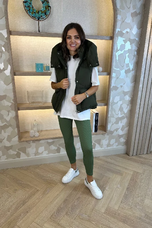 Chic, modern fashion for empowered women   Suzie Luxury Padded Gilet In Khaki