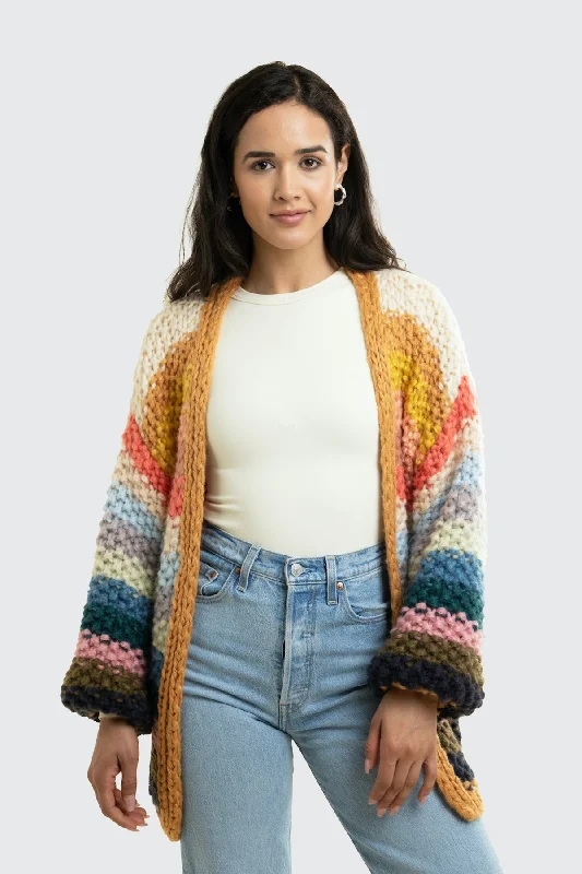 Chic, modern fashion for empowered women   Rainbow Knitted Cardigan