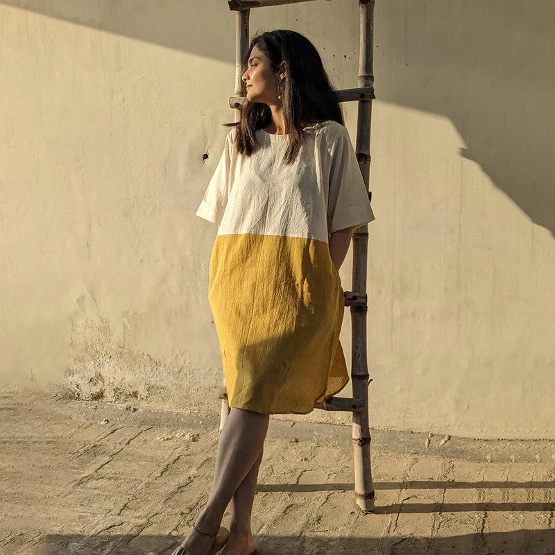 Stylish clothing designed to flatter every woman   Organic Cotton Dress | Naturally Dyed | Mustard